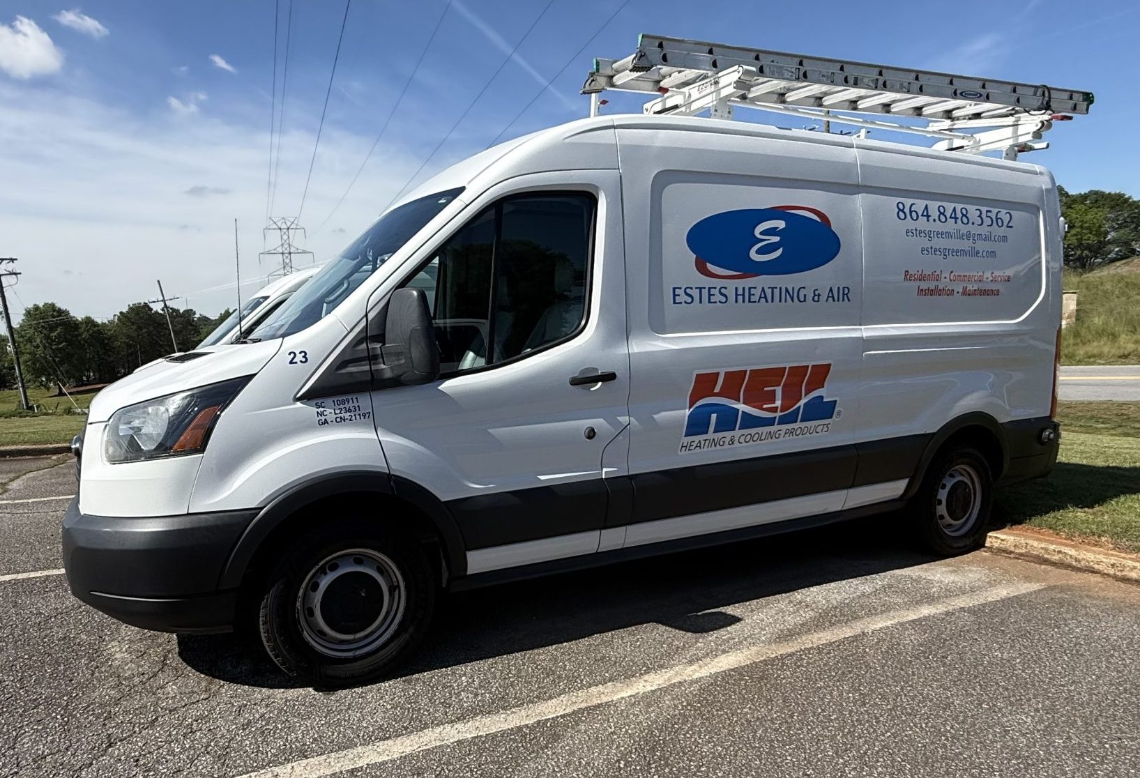 Estes Heating & Air van ready for HVAC maintenance services.